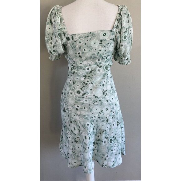 NWOT Anthropologie Forever That Girl Sweetheart Mini Dress Green Floral M New - Picture 3 of 5